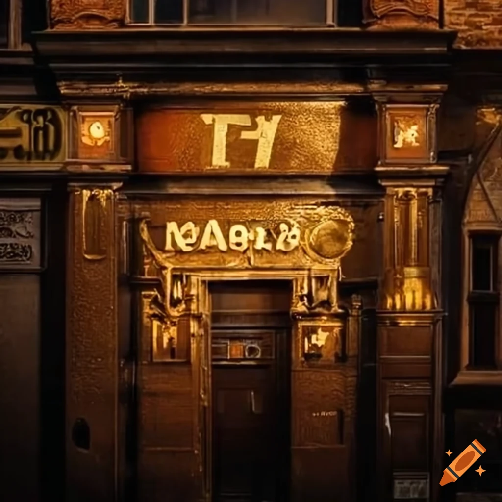 Dublin pub facade with 'Shenanigans' written in gold letters