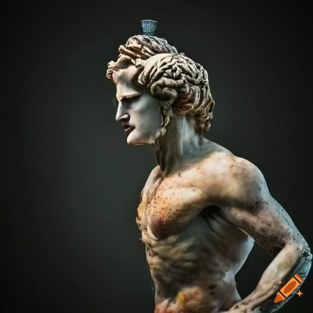 Greek god Ares with a roasted chicken leg