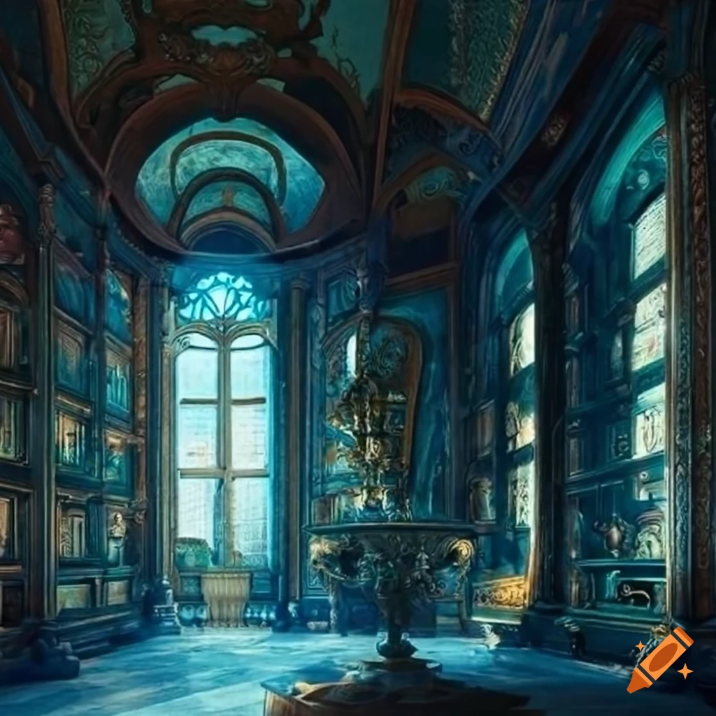 Grand 1800s-era royal archives reminiscent of Belmont archives in Castlevania