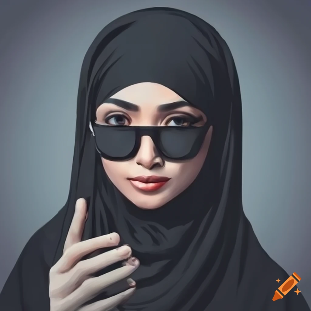Selfie of a fair muslim woman in a black hijab
