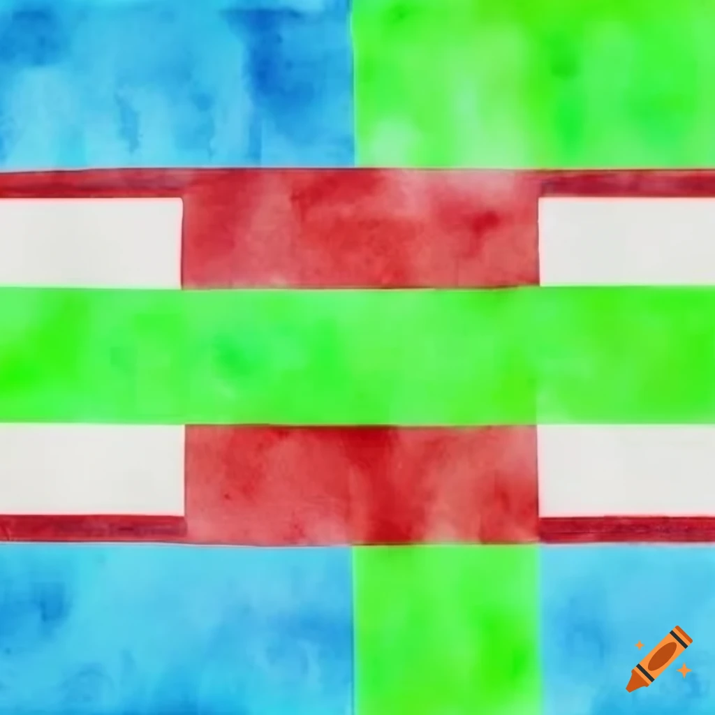 Vibrant flag with red, green, light blue, and white quadrants