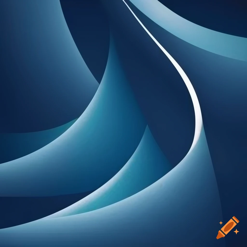 Abstract curved lines wallpaper in white, grey, and blue palette with