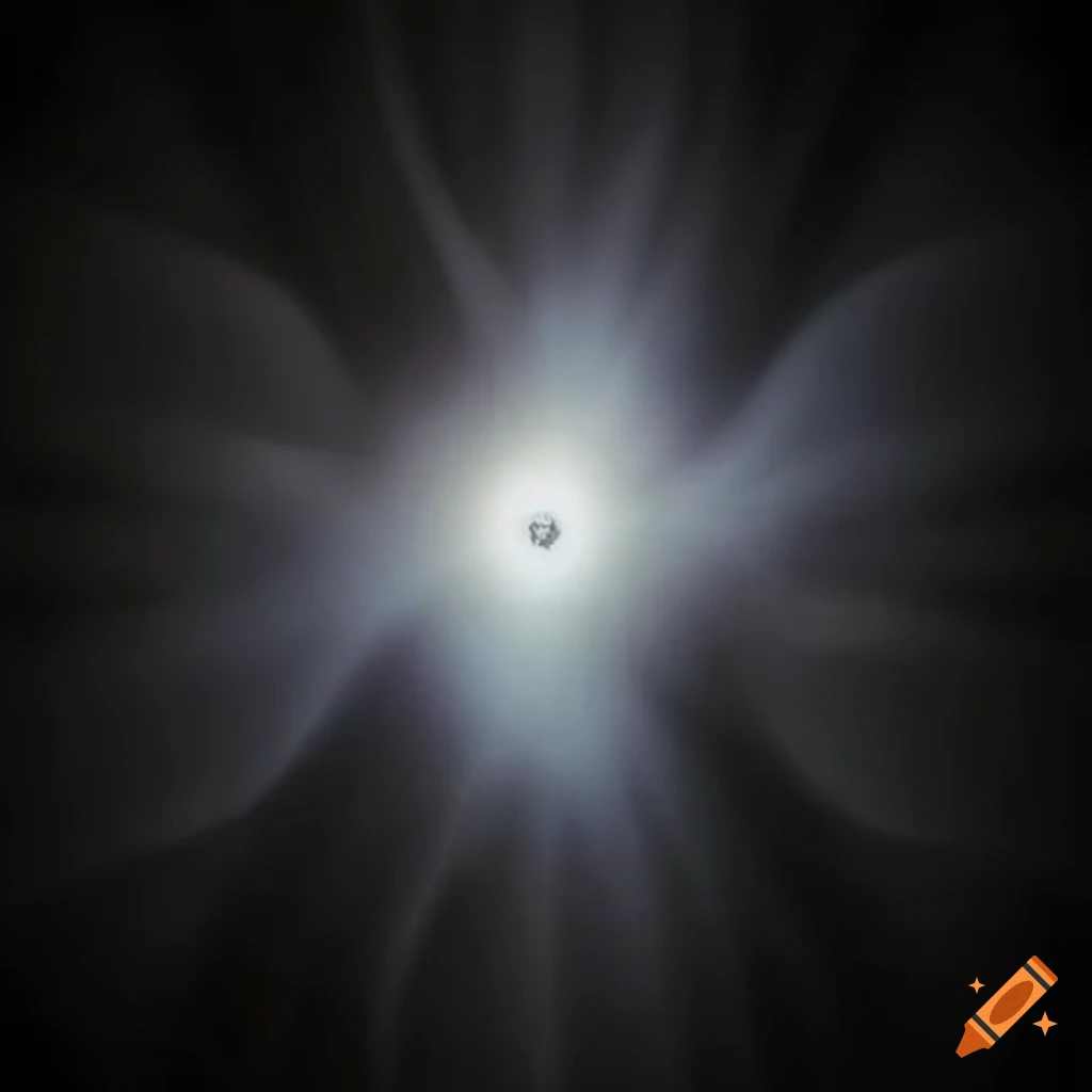 Black heart with white shimmering light at the center