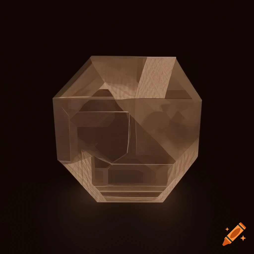 Surreal 3D optical illusion with transparent geometric shapes