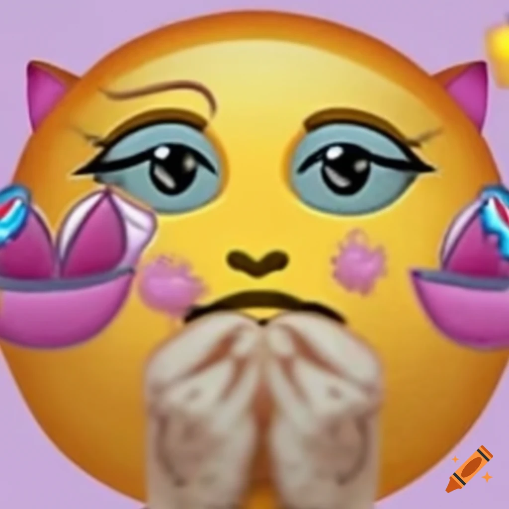 Sun emoji with kitten features kissing