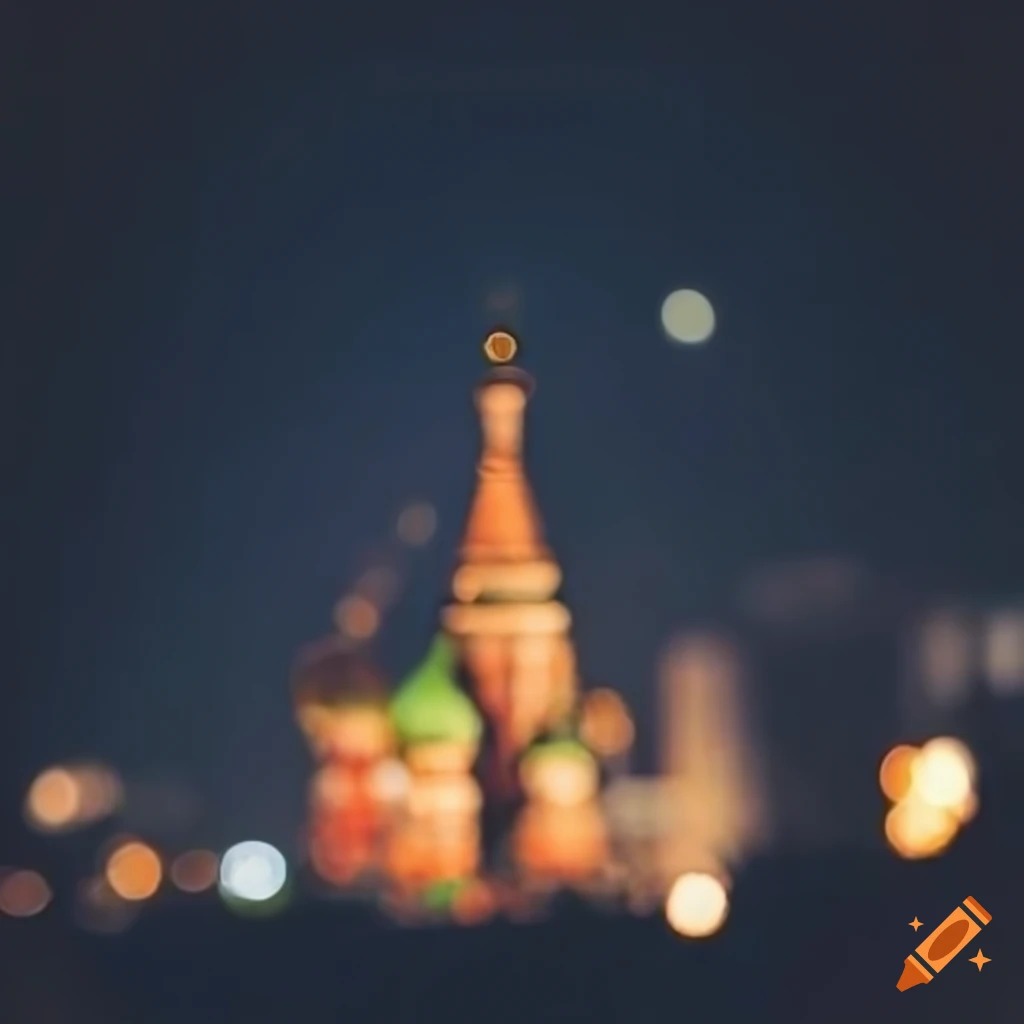 Moscow city in nostalgic style with bokeh effect
