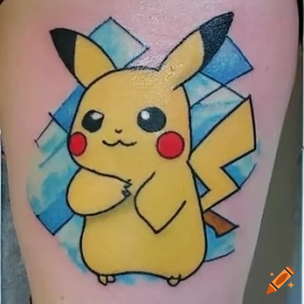 Kawaii pikachu tattoo design on Craiyon