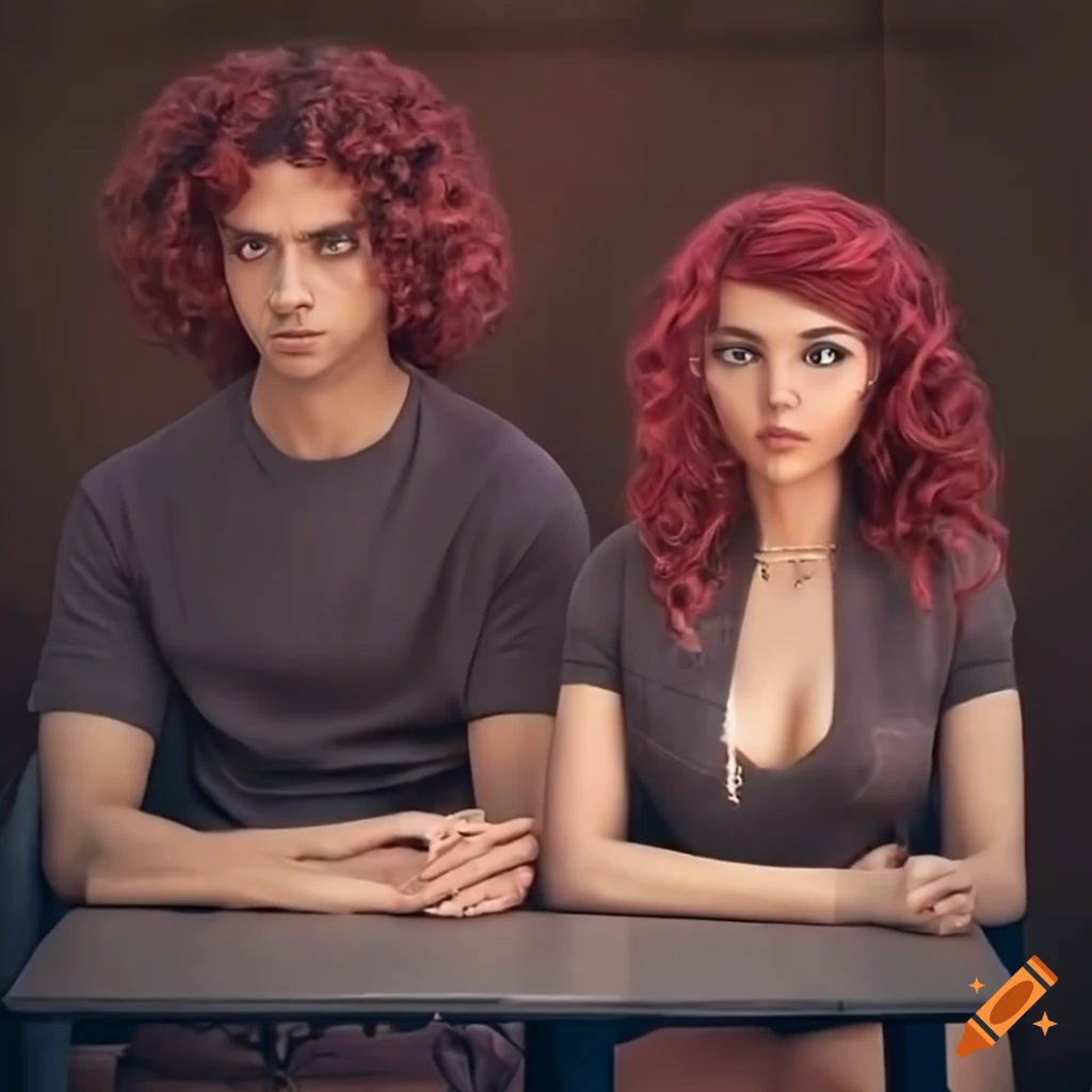 Humanoid alien couple with Arabic features sitting at an outdoor cafe