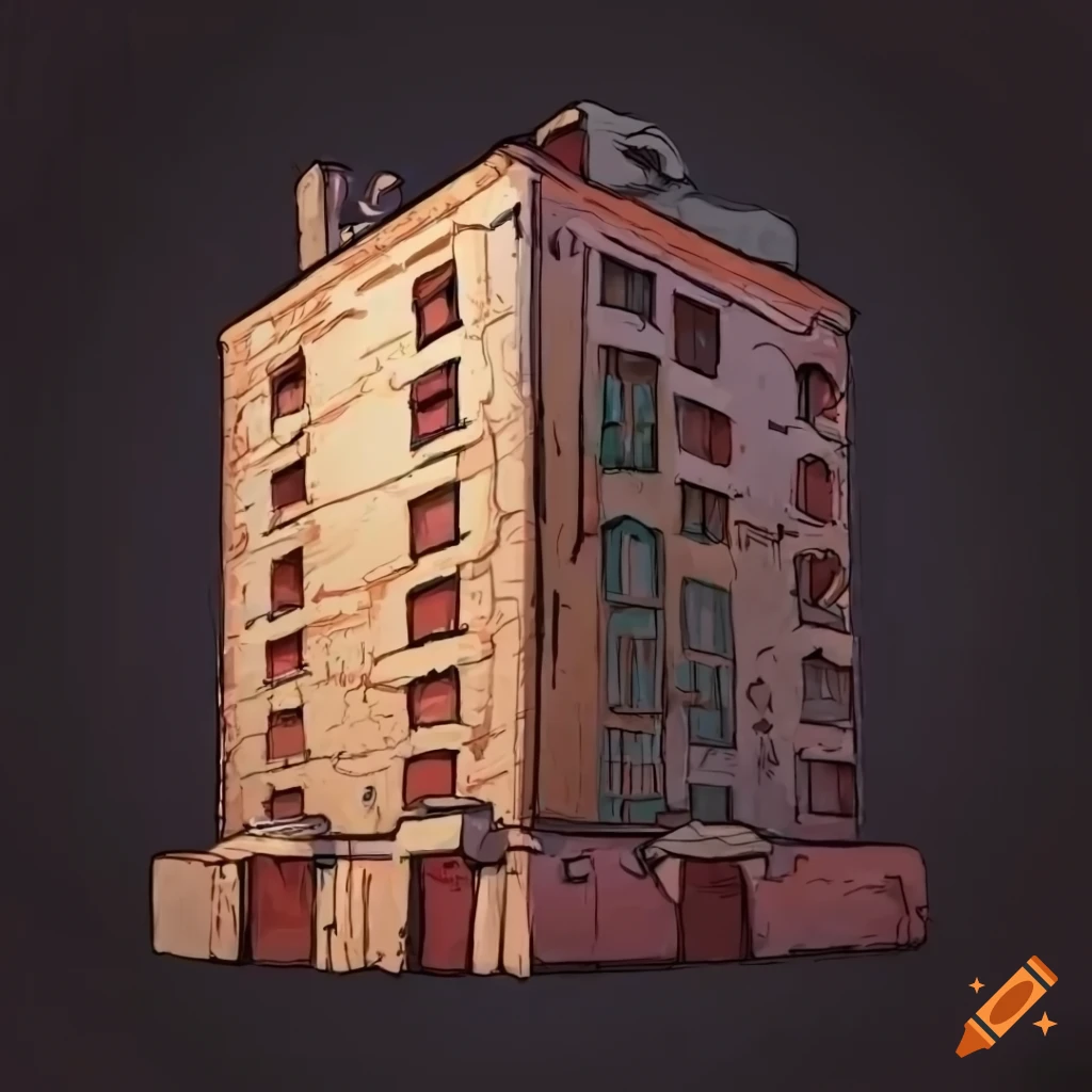 Soviet panel house in a video game style with a white background