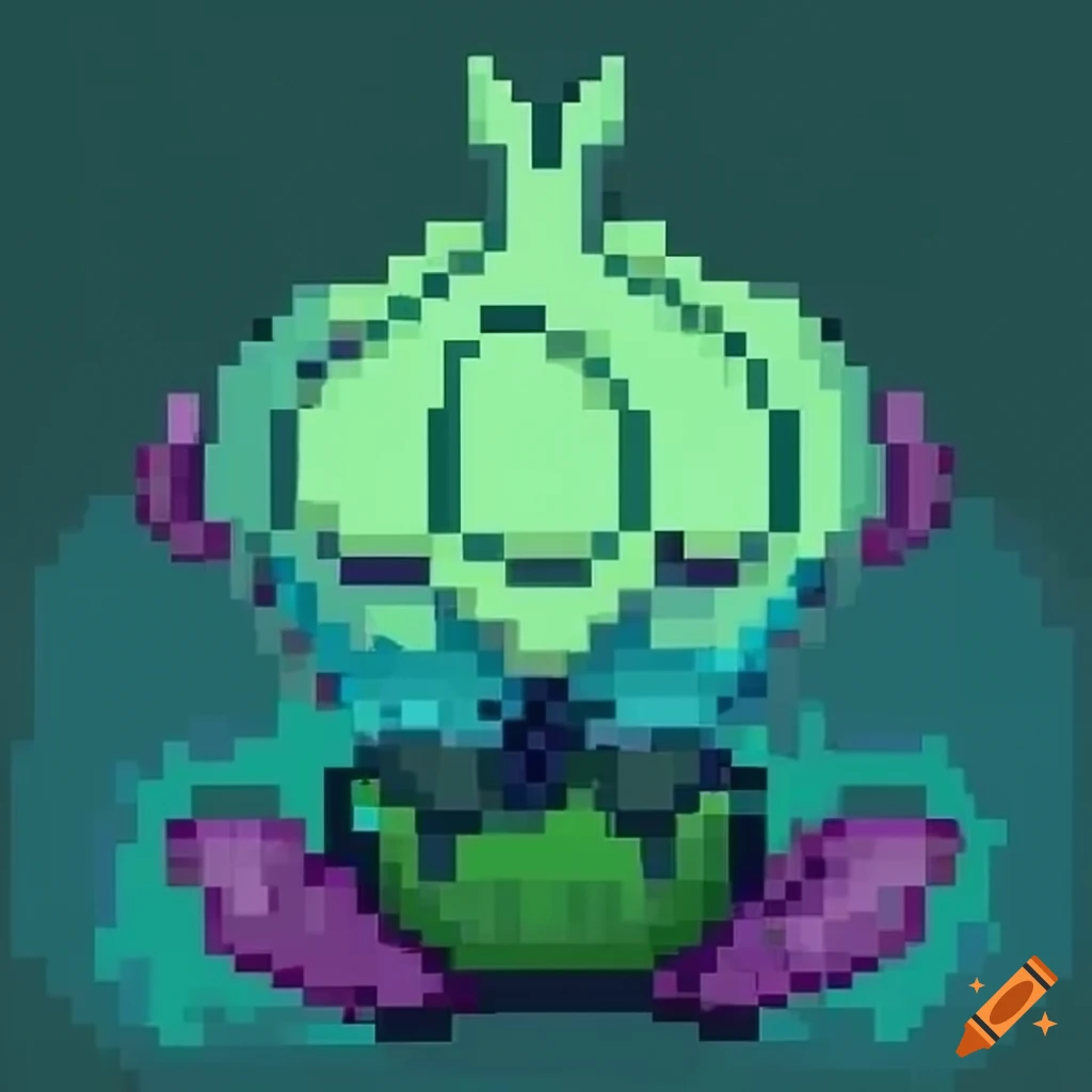 Pixel art of Psynion, the Mental Onion Pokémon