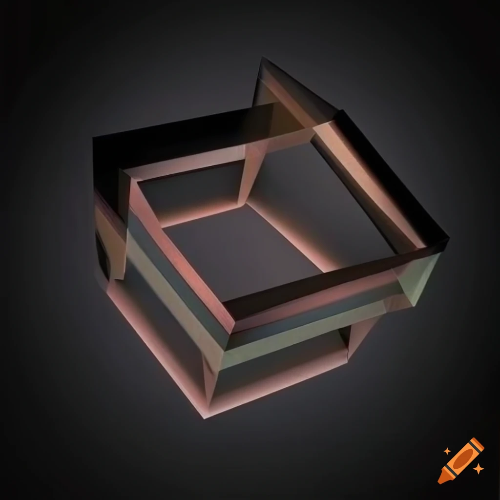 Surreal 3D optical illusion Penrose triangle in the style of Escher and Moebus