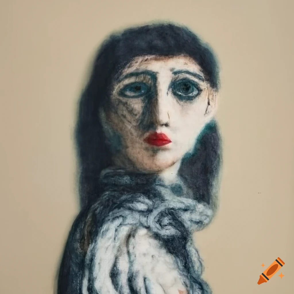 Felted textile depicting a white Egyptian woven fabric Prada shirt, inspired by Hugo Simberg's painting