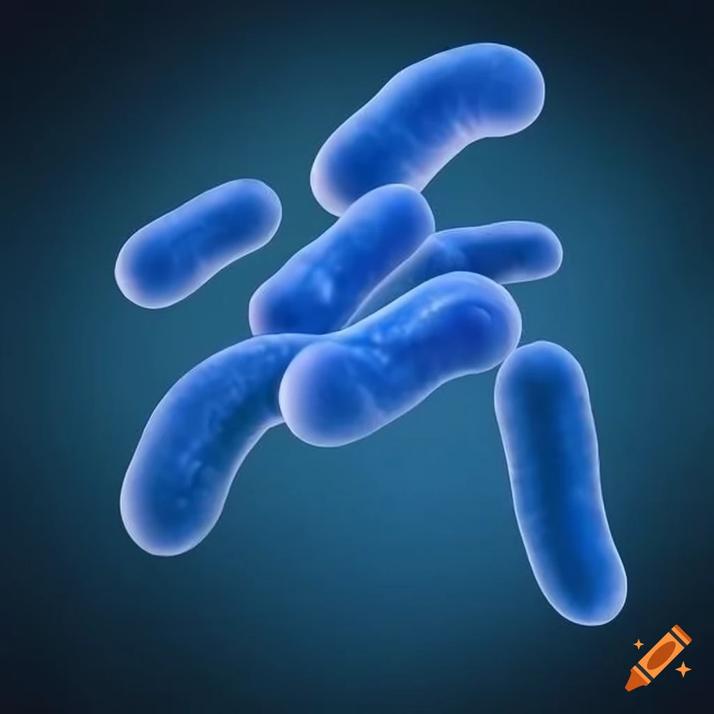 Escherichia coli bacteria on a blue background