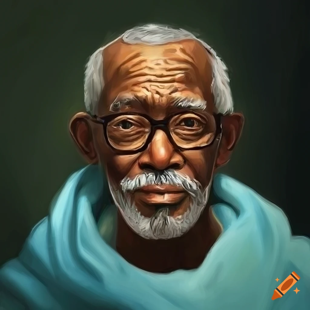 Elderly African American man with glasses in a painterly style portrait