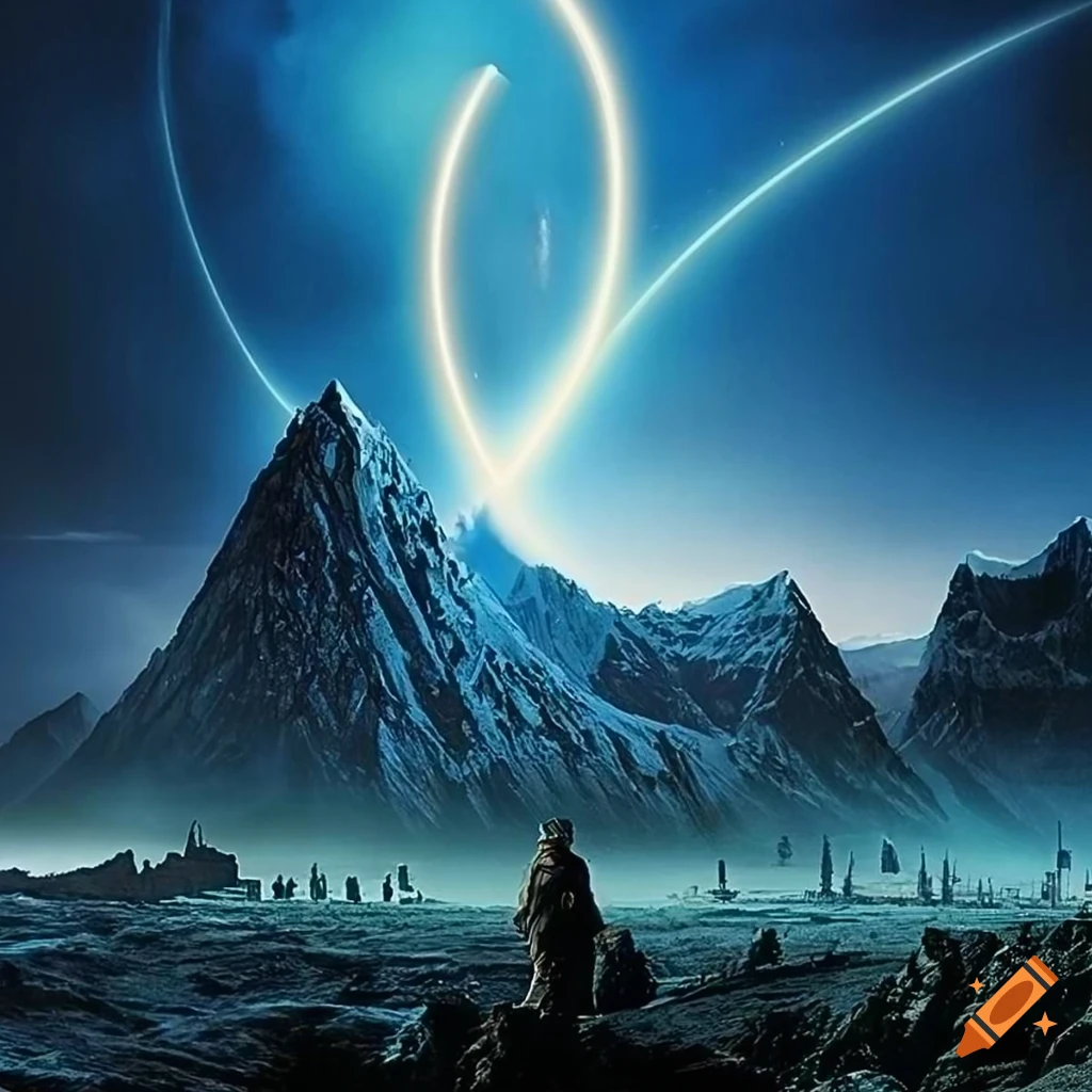 Utopian science fiction movie poster for at the mountains of madness on