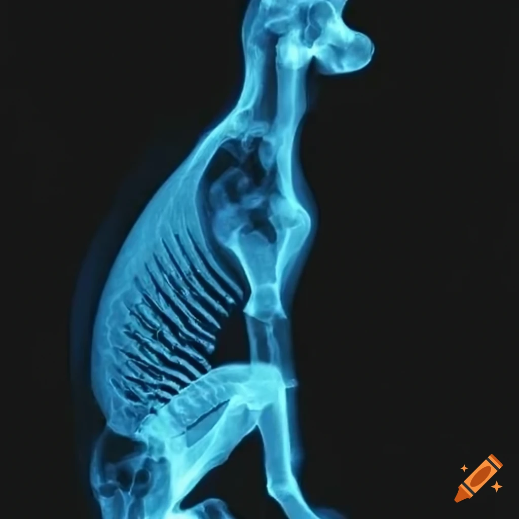 X-ray of a sitting dog from the side