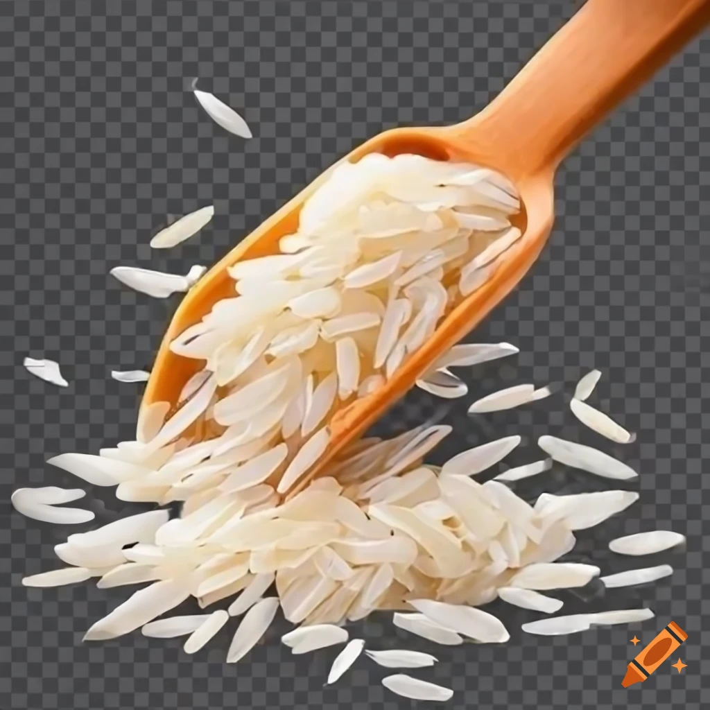 Delicate basmati rice grains on a transparent scoop on Craiyon