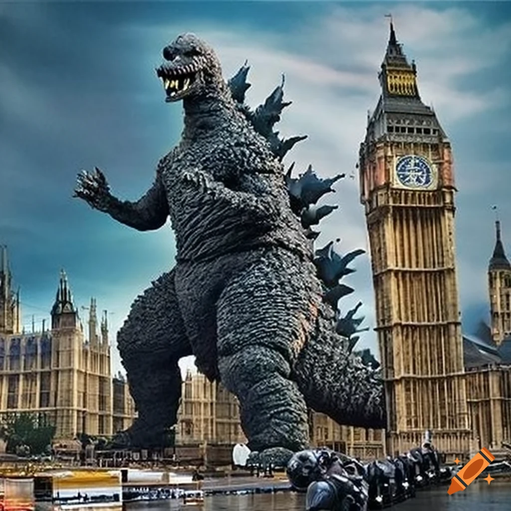 Colourful movie poster for Godzilla Poops On Westminster