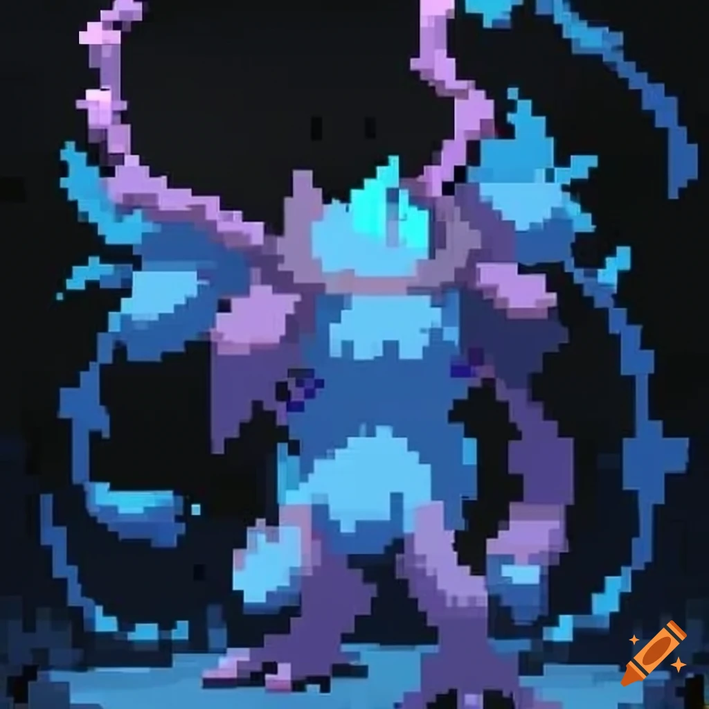 Guardian Pokémon Rogem in medium-epic rock/ghost type pixel art