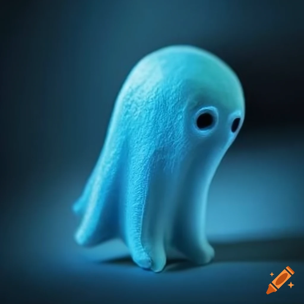 Small blue ghost inside a coin