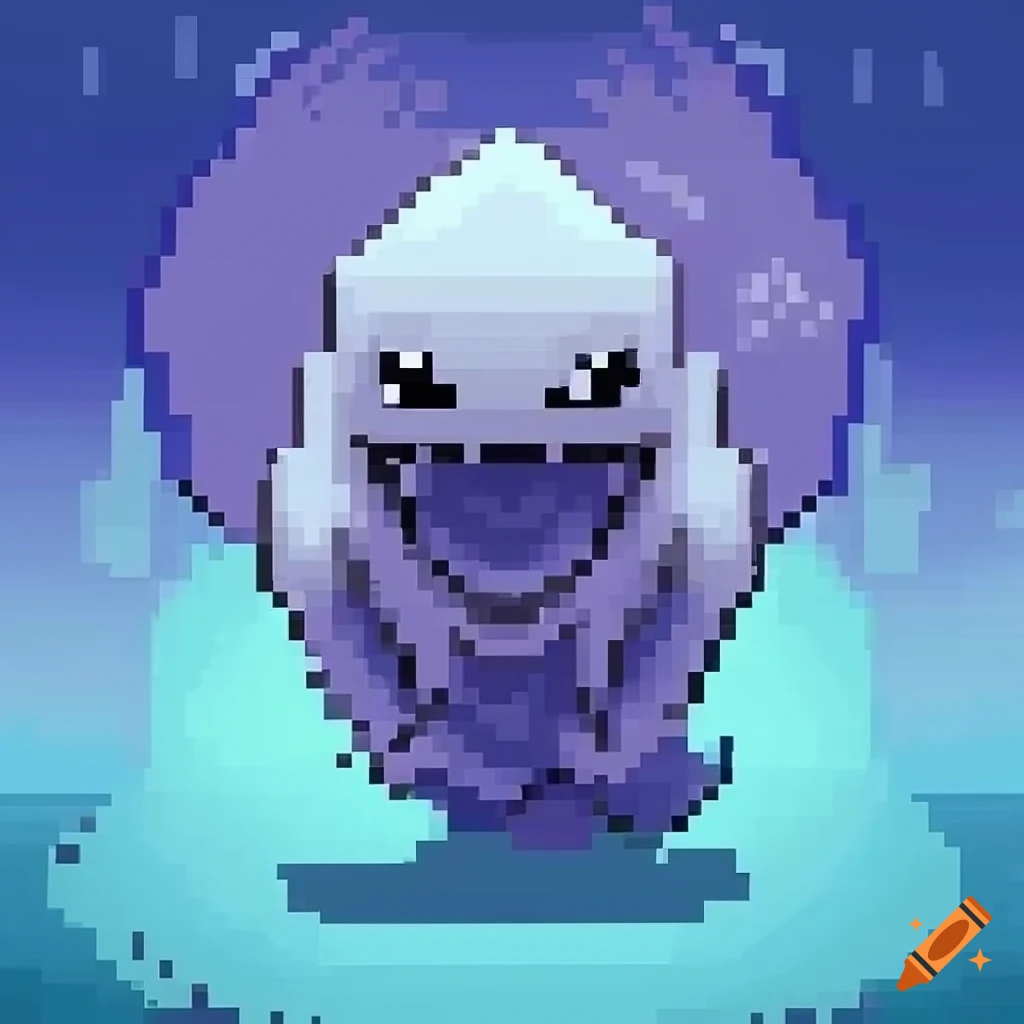 Guardian Pokémon Rogem in medium-epic rock/ghost type pixel art
