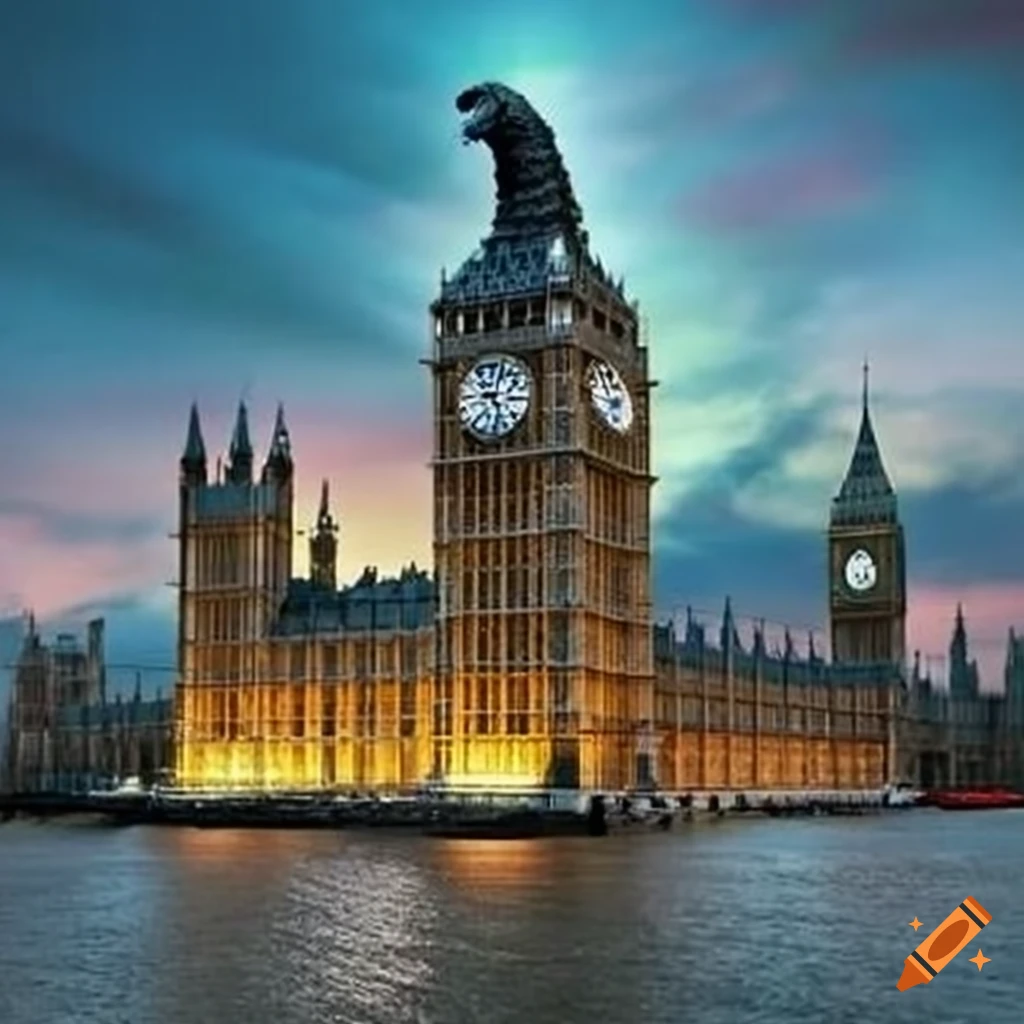 Colourful movie poster for Godzilla Poops On Westminster