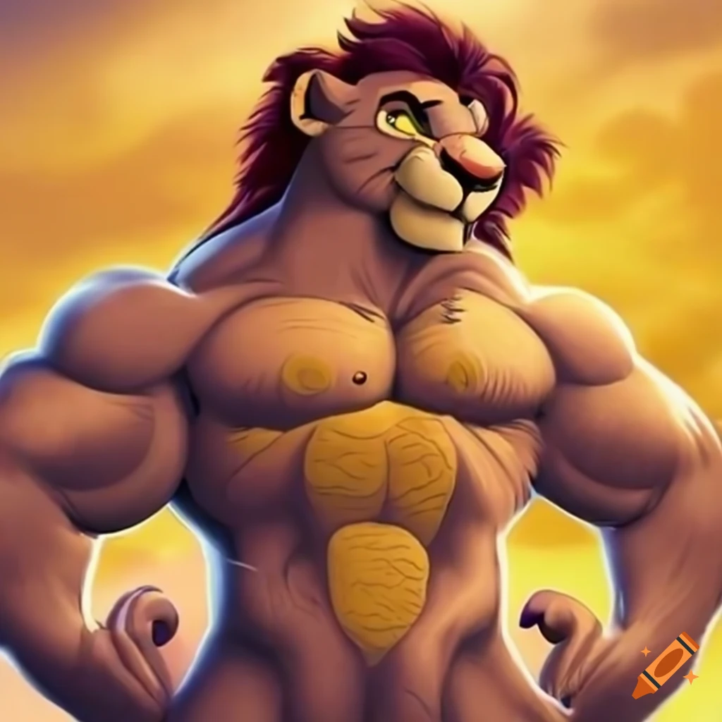 Muscular lion resembling King Simba
