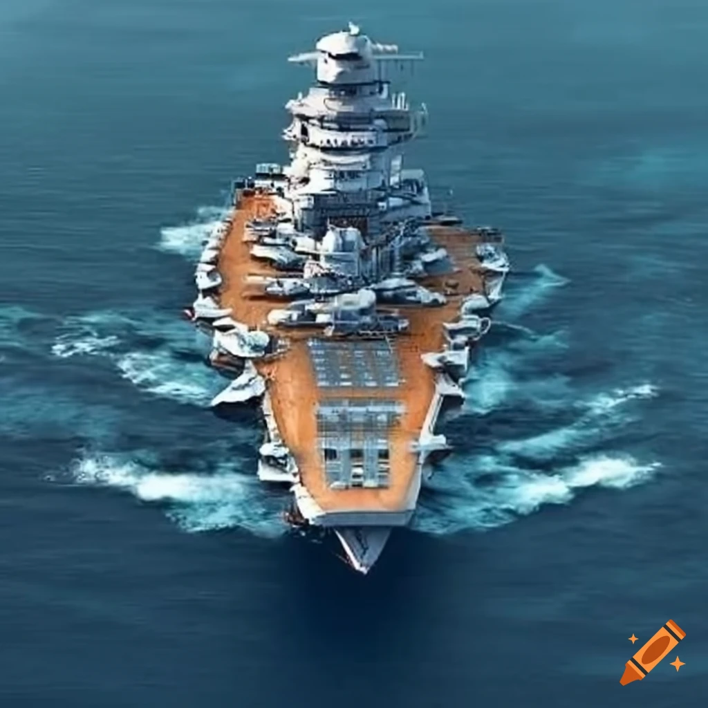 Combined naval fleet including aircraft carrier, battleship, cruiser, destroyer, submarine