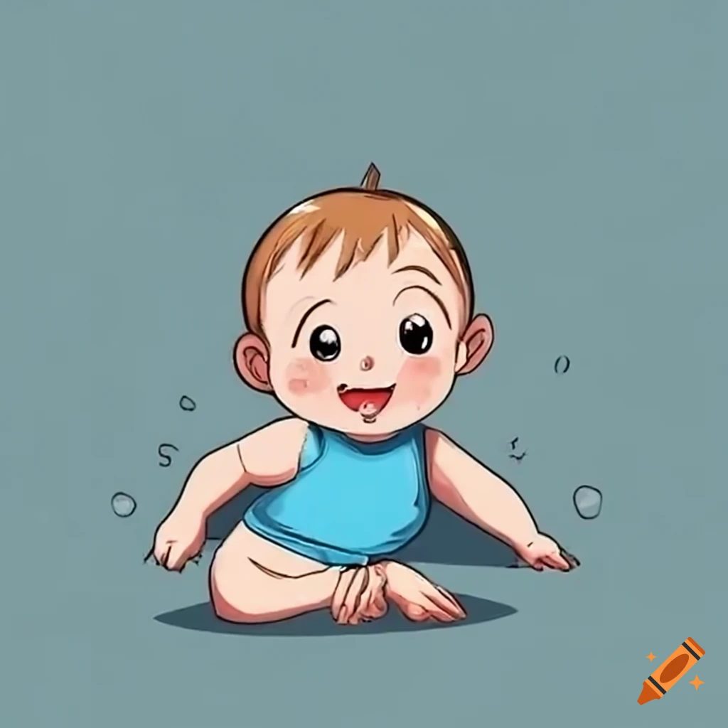 Smiling cute baby boy learning to crawl on carpet