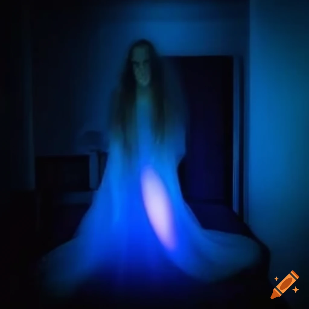 Transparent soul manifesting in a haunted house