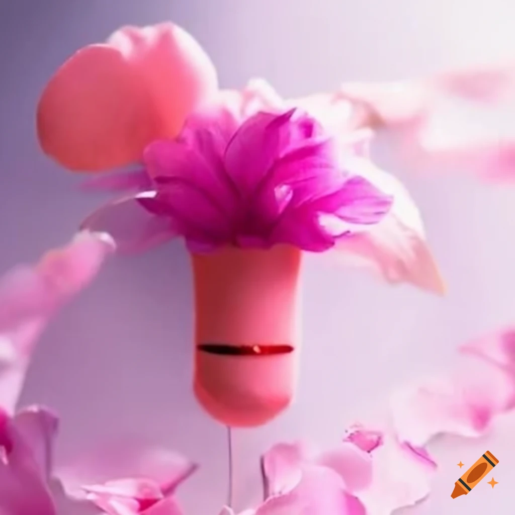 Flower petals being changed with a makeup brush