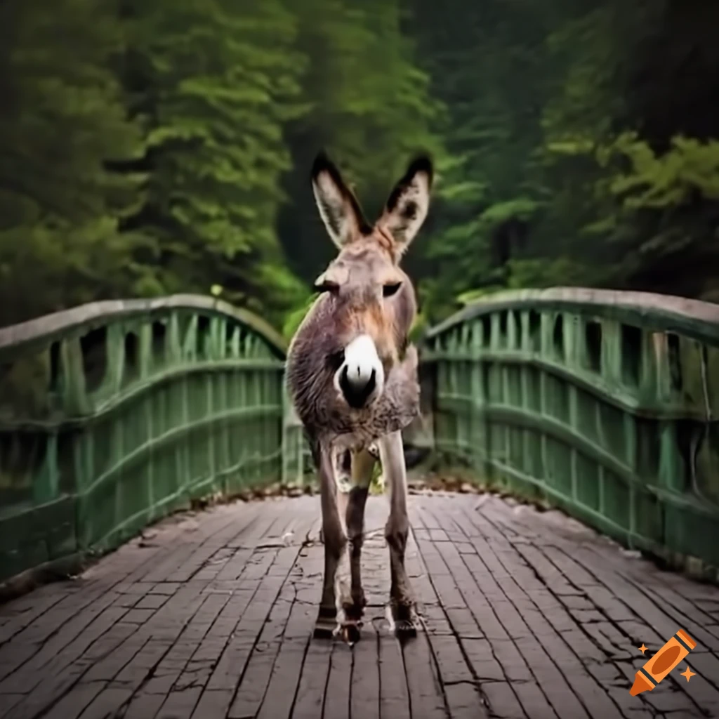 Donkey on a bridge