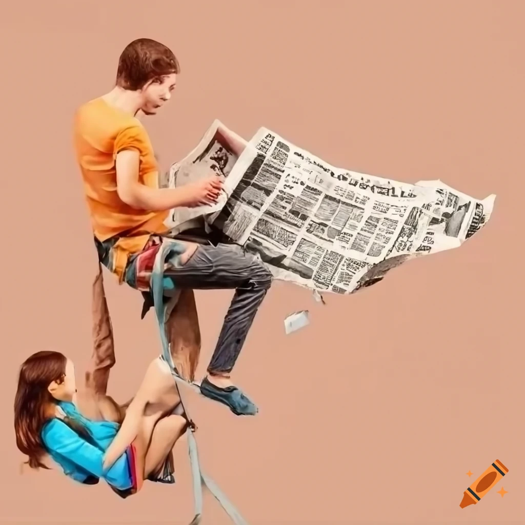 Creative collage with varied elements including rock climbing, travel, backpackers, and pizza