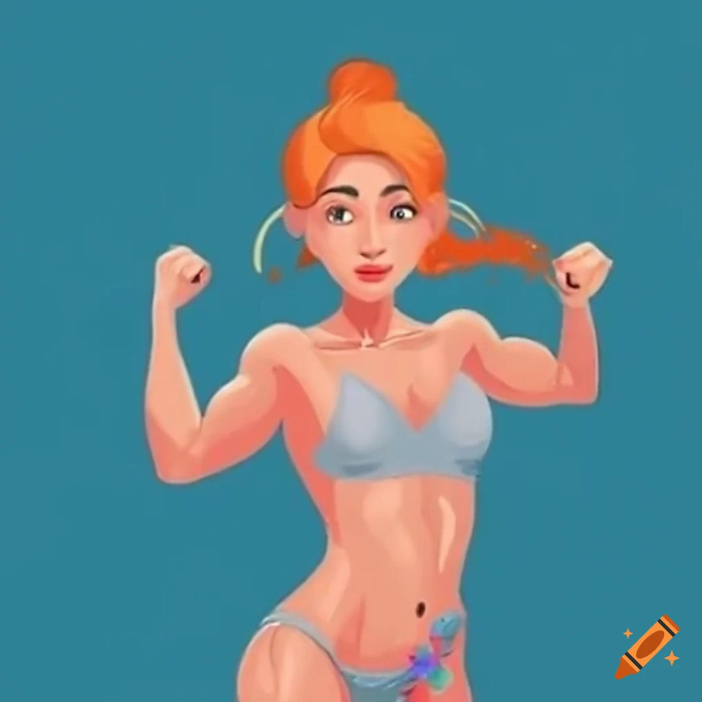 Girl flexing her biceps underwater