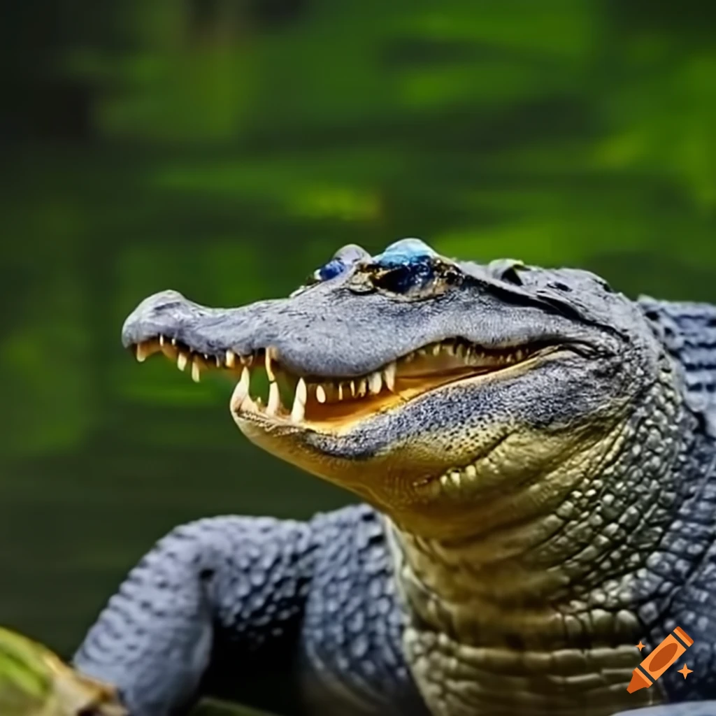 Gator wearing blue sunglasses on Craiyon