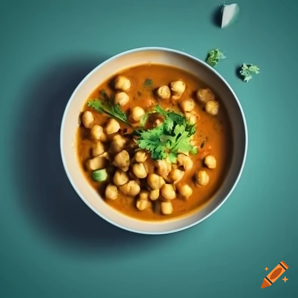 Chickpeas curry with onion, green paprika, garlic, curry powder