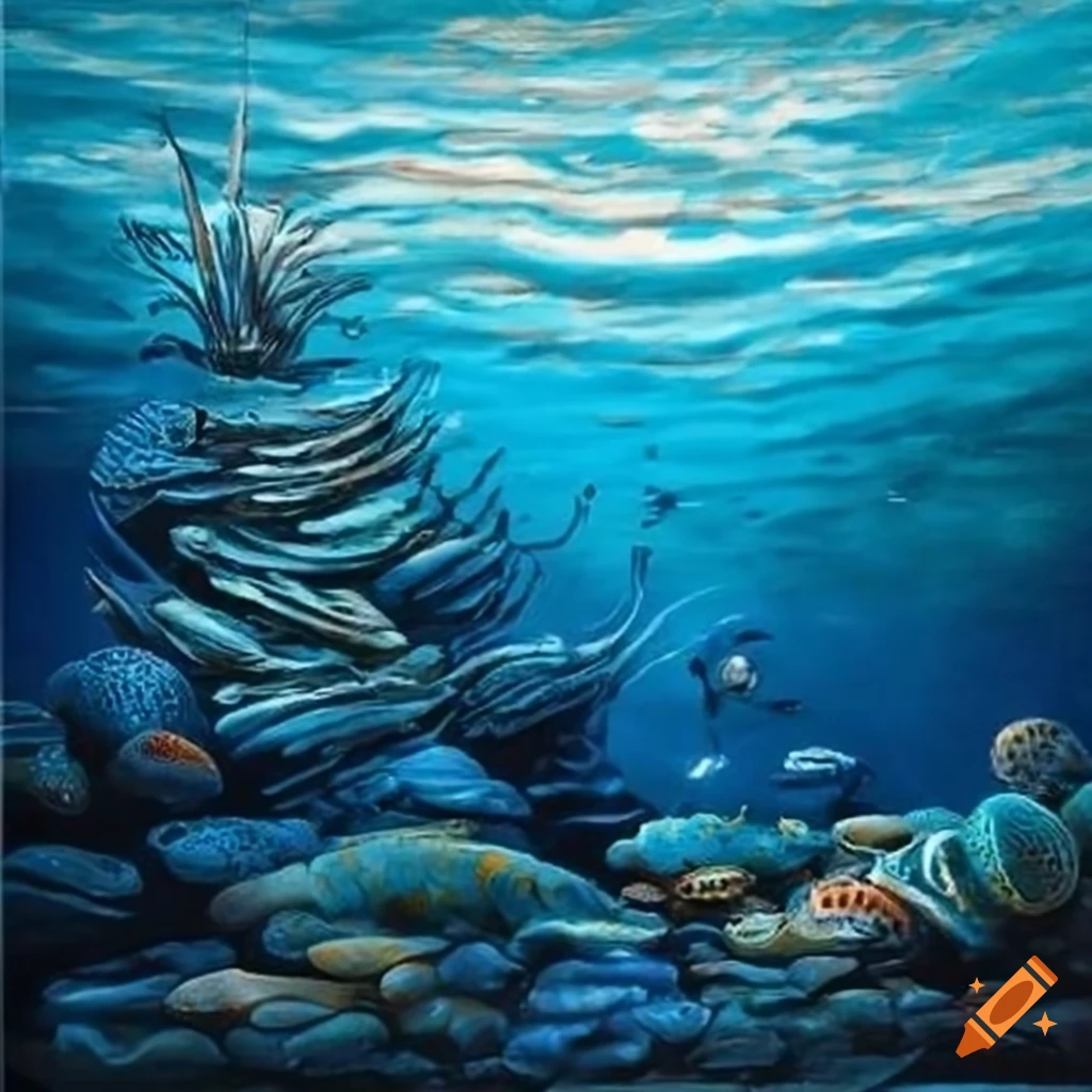 Marine painting in pointillist style