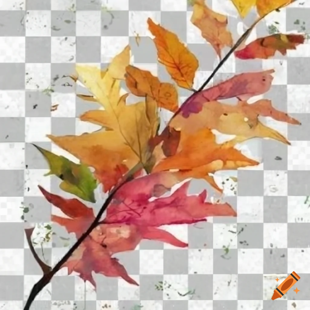 Autumn leaves and branches in watercolor style