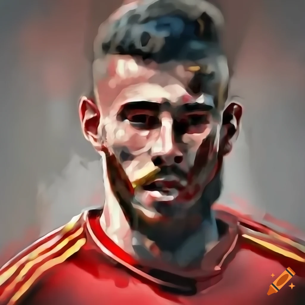 Spanish male soccer player in red and black jersey on Craiyon