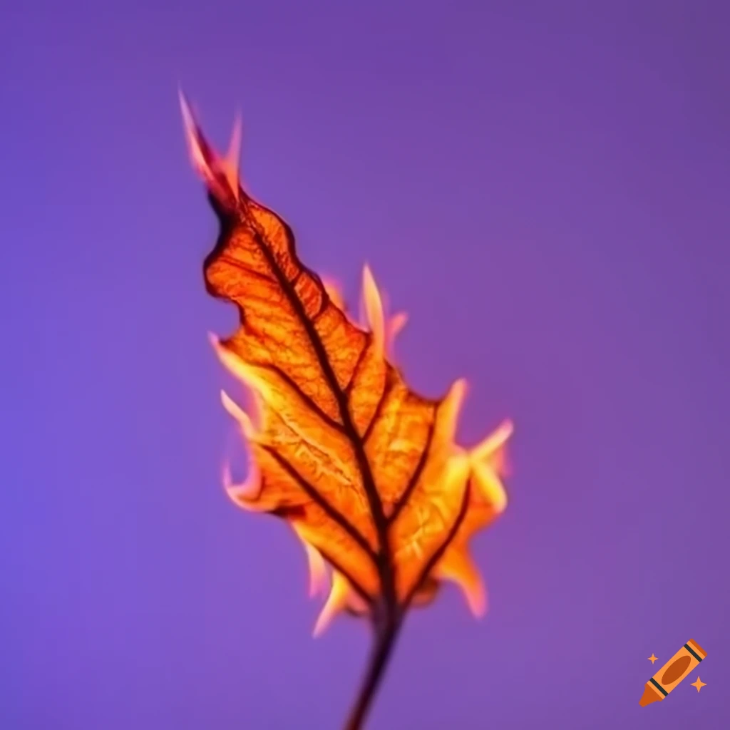Close-up of a burning leaf on a white background