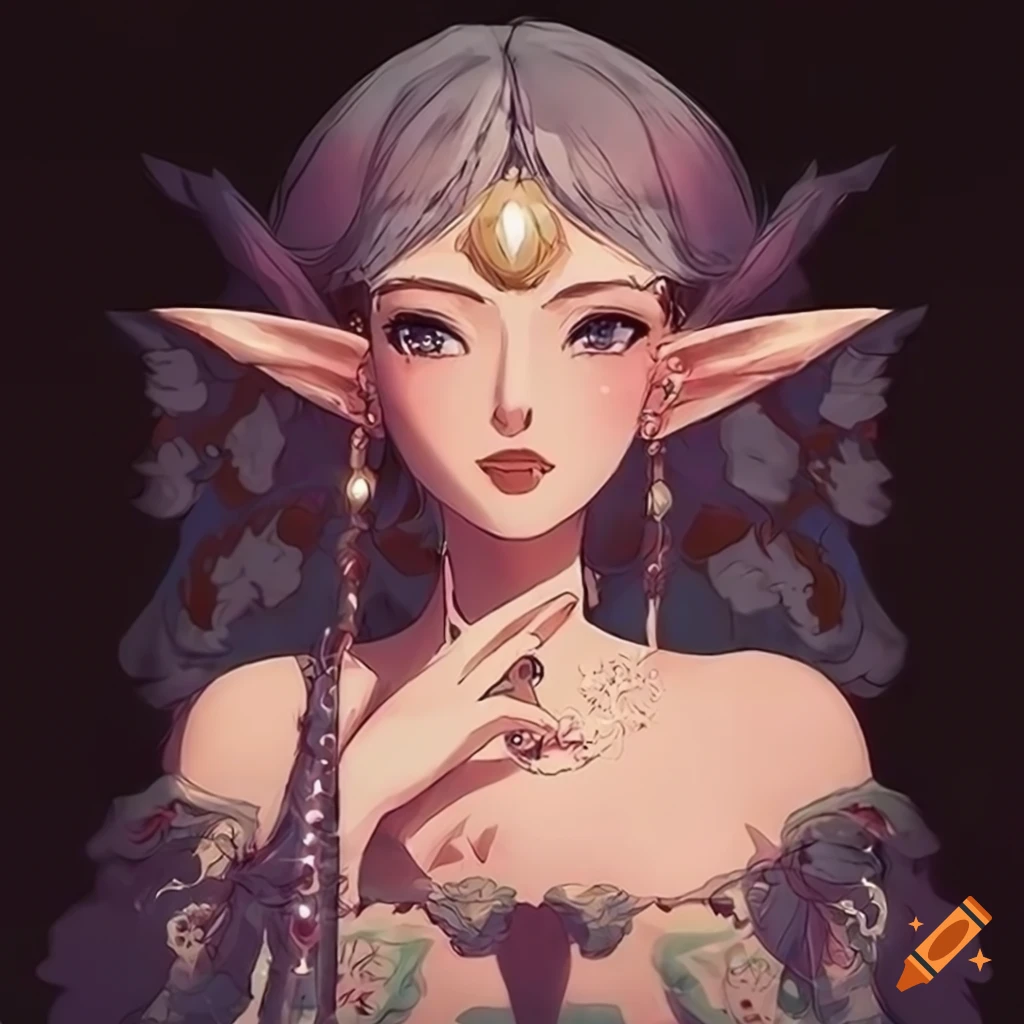 Retro Anime Style Elf Empress On Craiyon 6297