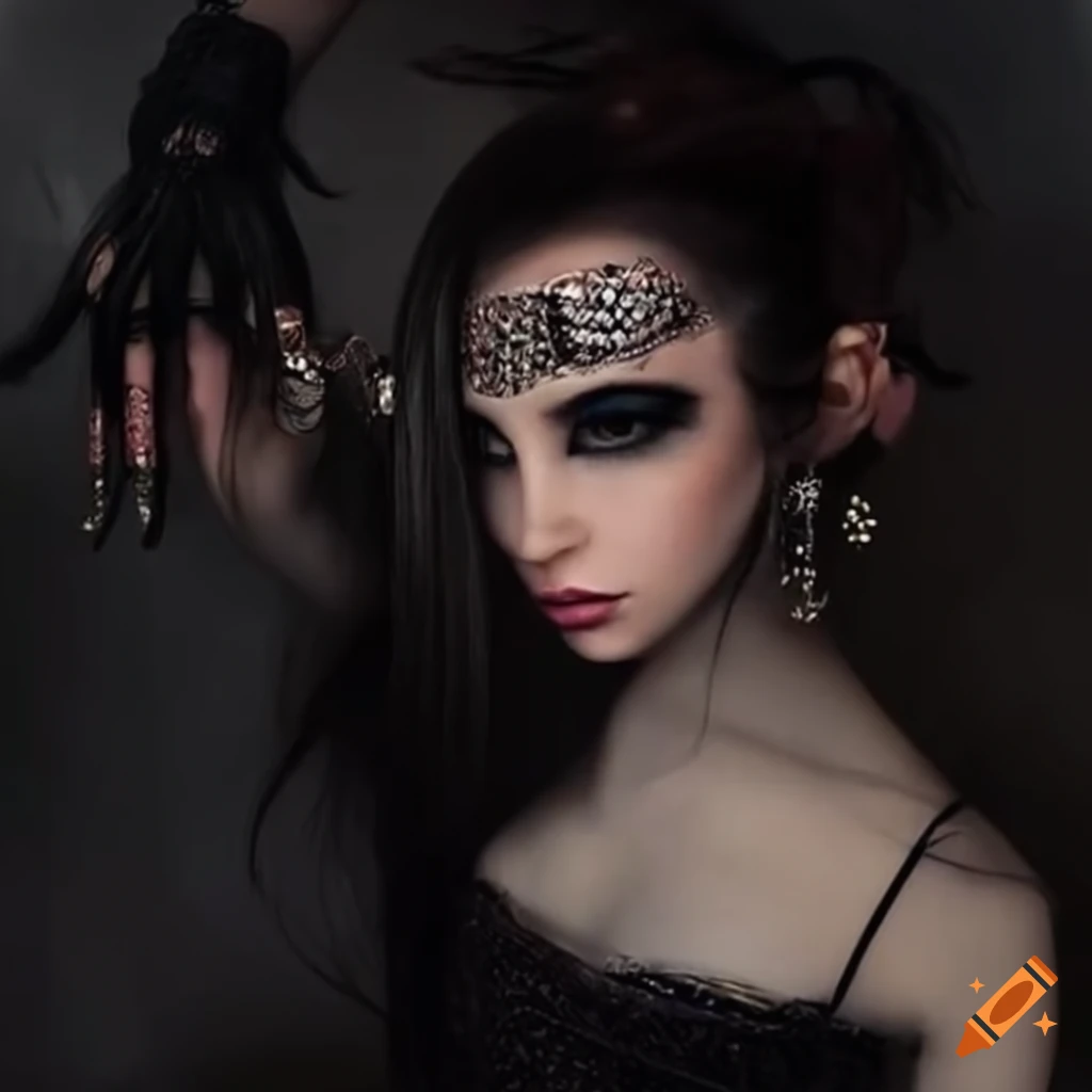 Enchanting woman with intricate solarpunk enhancements