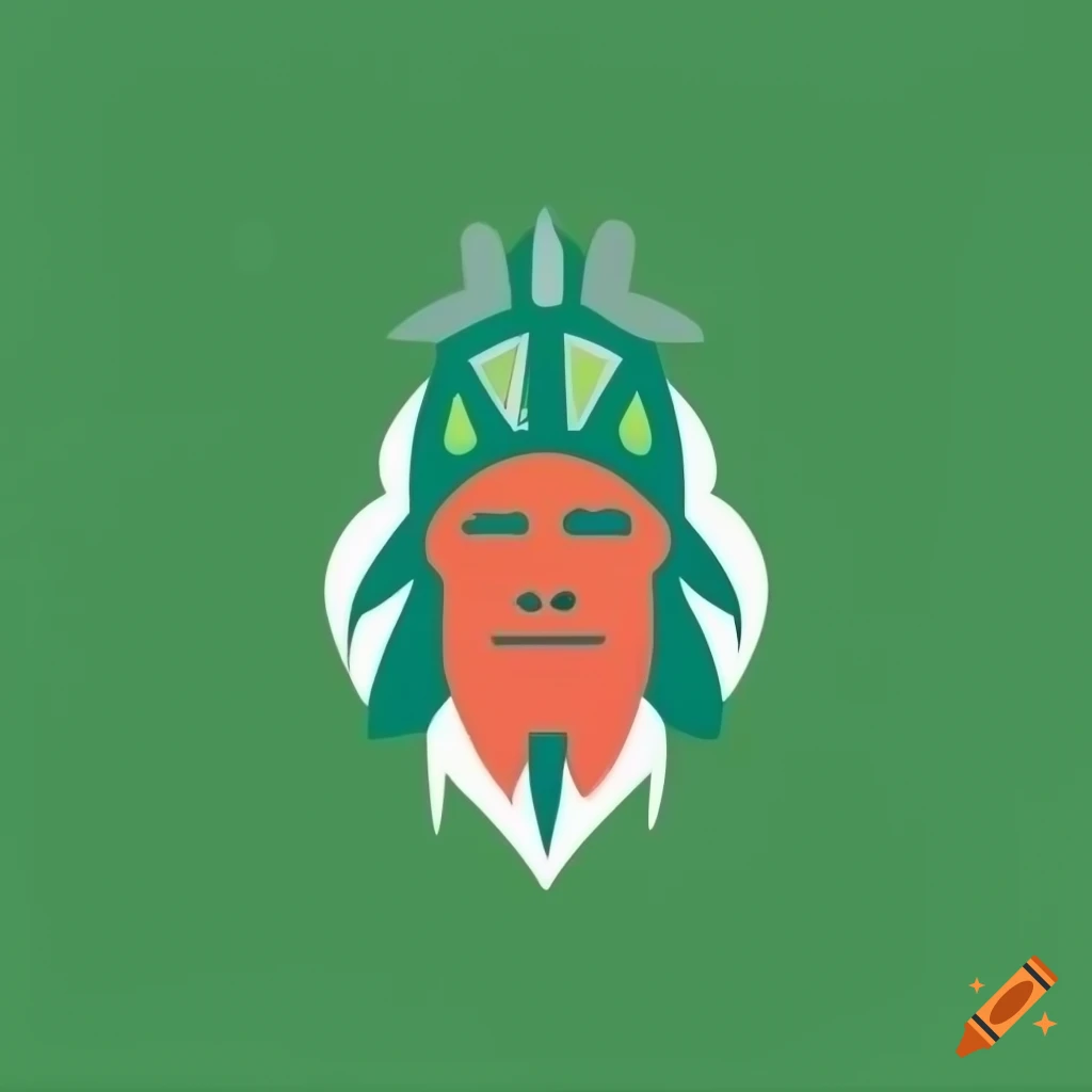 Flat Vector Logo Of Cherokee WARRIOR In Vibrant Green And White flat-vector-logo-of-cherokee-warrior-in-vibrant-green-and-white