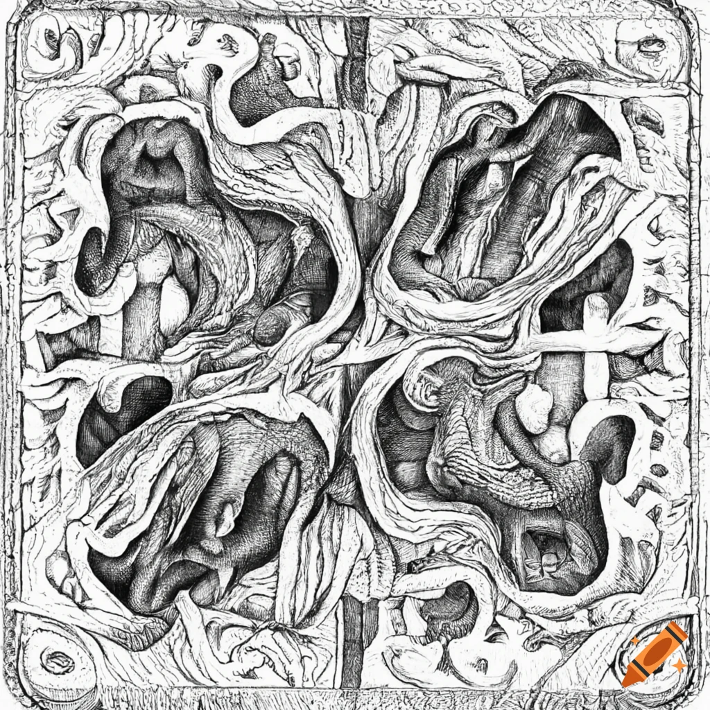 Hands drawing themselves in the style of M.C. Escher
