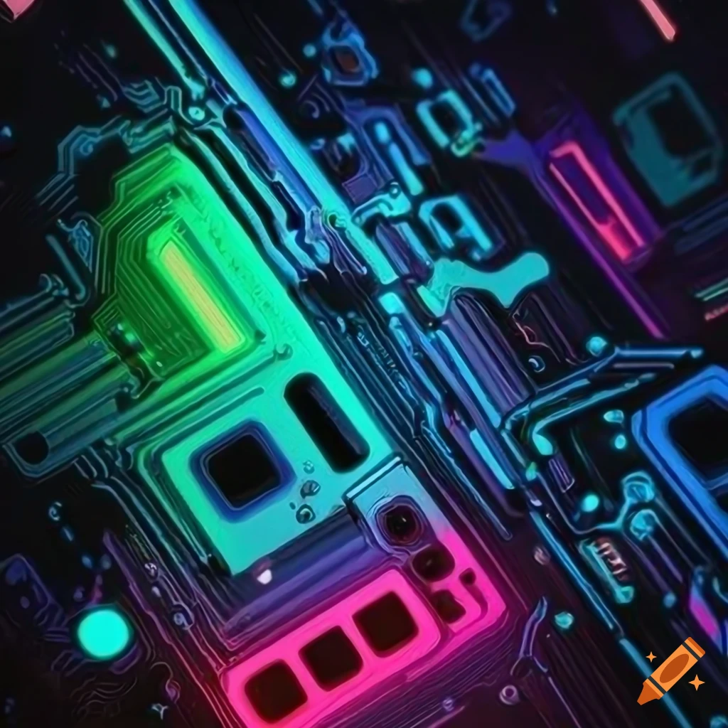 Neon-colored Samsung Galaxy S23 mobile circuit wallpaper