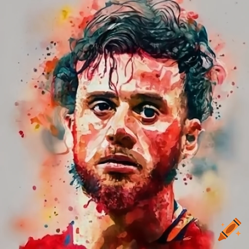 Spanish male soccer player in red and black jersey on Craiyon