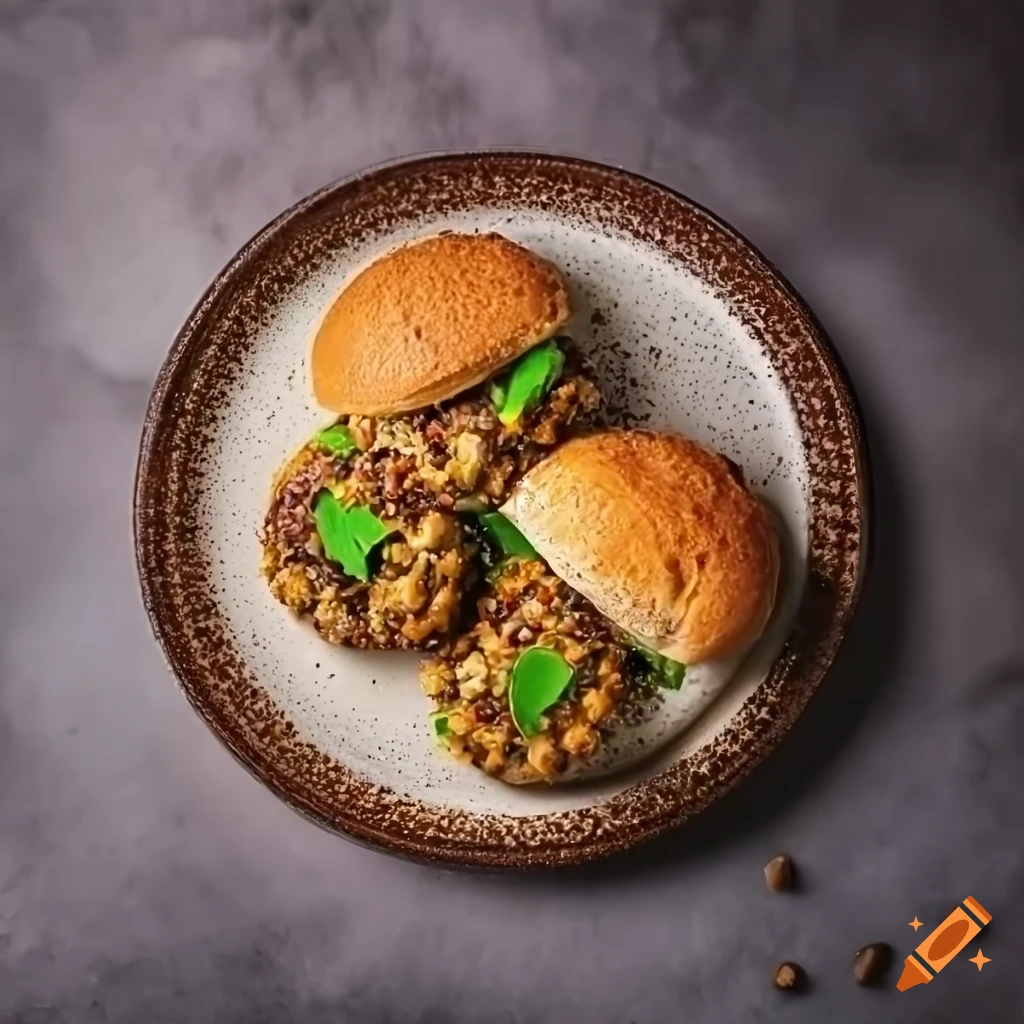 Vegetarian burgers with whole wheat bread and various ingredients