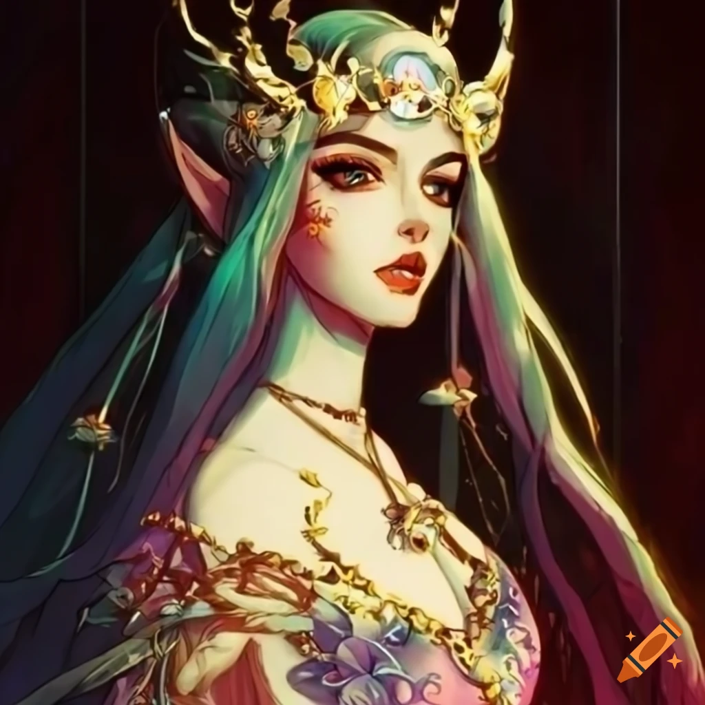 Retro Anime Aesthetic Of An Elf Empress On Craiyon 0756