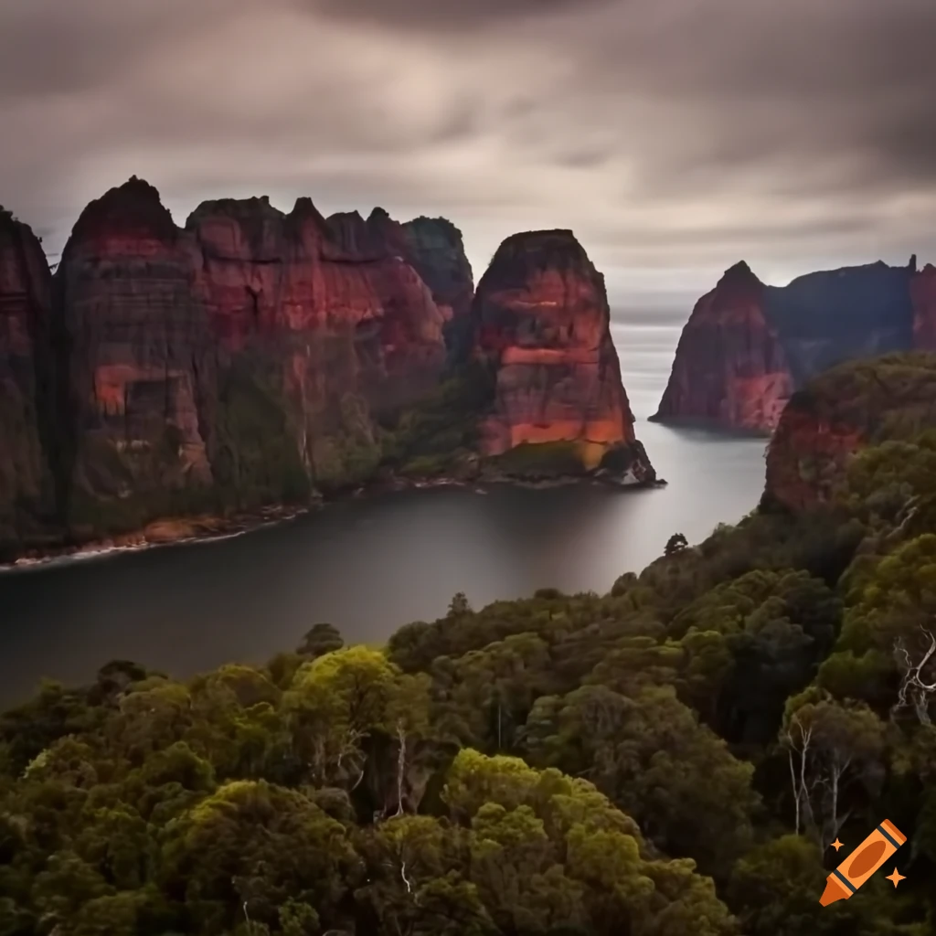 The Three Sisters rock formation on a cold rainy day in Australia