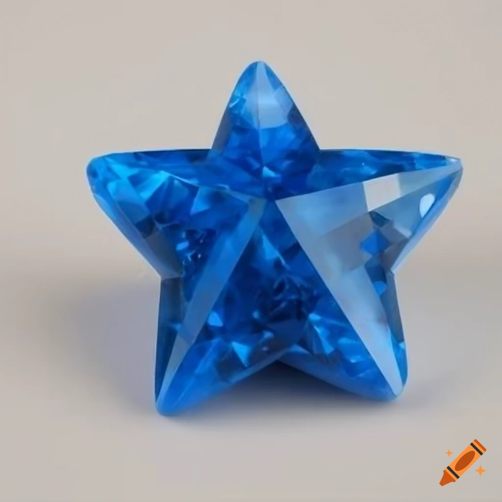 Star shaped blue gemstone on white background